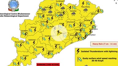 ପାରଳାଖେମୁଣ୍ଡି: ଜିଲ୍ଲାକୁ ବିଜୁଳି ଘଡଘଡି ସହ  ବର୍ଷା ହେବା ନେଇ ଆସନ୍ତାକାଲି ସକାଳ ୮.୩୦ ମିନିଟ ପର୍ଯ୍ୟନ୍ତ ୟେଲୋ ୱାର୍ଣ୍ଣିଂ ଜାରି