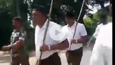 बगोदर: बगोदर में राष्ट्रीय स्वयंसेवक संघ का पथ संचलन, बगोदर विधायक हुए शामिल