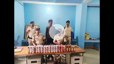 नबीनगर: खापिया मोड़ से 15.6 लीटर अंग्रेजी शराब बरामद, कारोबारी को किया गिरफ्तार