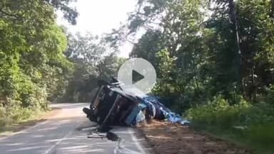 कोडरमा: कोडरमा घाटी में साबुन से लदा ट्रक दुर्घटनाग्रस्त, चालक को आई मामूली चोटें