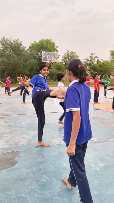 Karate kick girls training