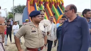 नौगावां सादात: नौगांवा क्षेत्र के गांव गजस्थल में लगने वाले मेले का जायजा लेने पहुंचे अमरोहा के एसपी