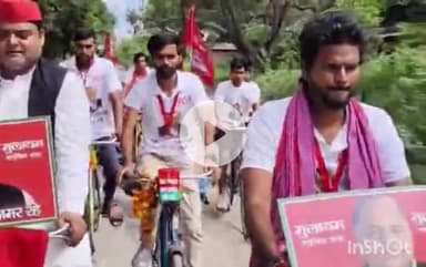 हरदोई: मुलायम सिंह यादव की समाजवादी संदेश साइकिल यात्रा हरदोई पहुंची, कन्नौज के लिए रवाना हुई