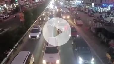 చౌటుప్పల్: చౌటుప్పల్ వద్ద జాతీయ రహదారిపై వాహనాల రద్దీ