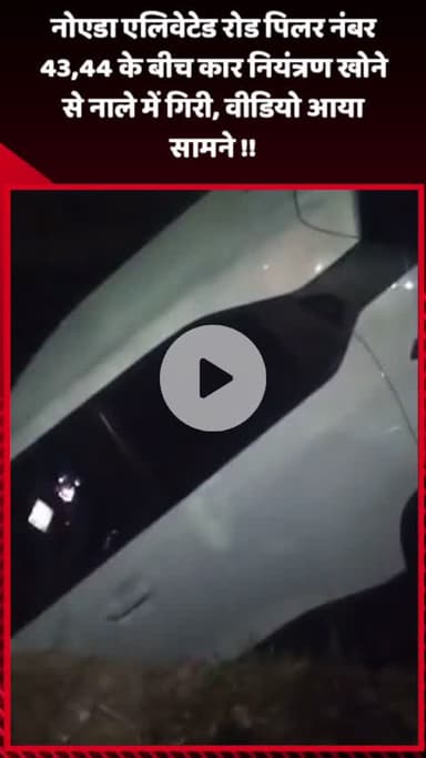 गौतम बुद्ध नगर: नोएडा एलिवेटेड रोड के पिलर नंबर 43 और 44 के बीच कार नियंत्रण खोने से नाले में गिरी, वीडियो आया सामने