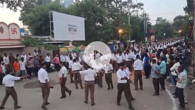 खंडवा नगर: संघ के शताब्दी वर्ष को लेकर नगर में निकला पथ संचलन