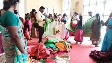 சீர்காழி: திருக்கடையூர் அபிராமி அம்மன் சமேத அமிர்தகடேஸ்வரர் ஆலயத்தில் காணிக்கையாக வந்த புடவைகள் வேஷ்டிகள் ஏலம் விடப்பட்டது