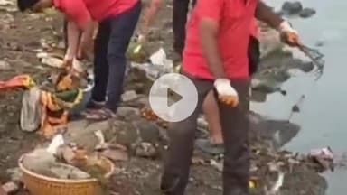 बासोदा: गंजबासौदा में प्रतिमा विसर्जन के बाद बेतवा नदी की सफाई के लिए चला अभियान