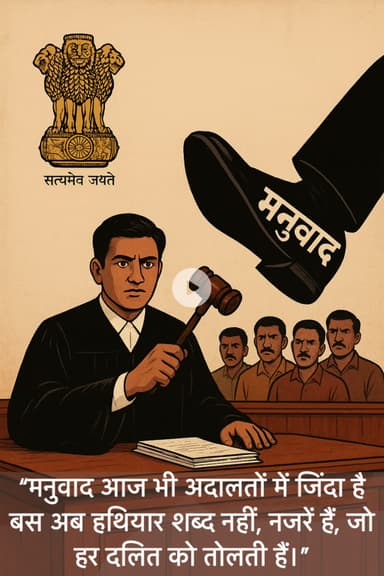 “मनुवाद आज भी अदालतों में जिंदा है —
बस अब हथियार शब्द नहीं, नजरें हैं, जो हर दलित को तोलती हैं।”