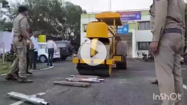 धार: धार पुलिस की बड़ी कार्रवाई: बुलेट के पटाखा साइलेंसर रोड रोलर से कुचले गए