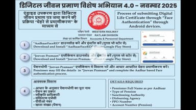 बिचौली हप्सी: रेलवे पेंशनरों के लिए डिजिटल जीवन प्रमाण पत्र अभियान शुरू, अब मोबाइल से जमा होगा प्रमाण पत्र