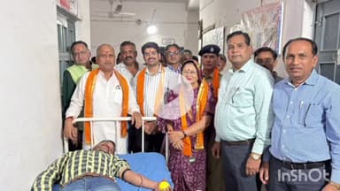 सलूम्बर: सलूम्बर में राष्ट्रगीत 'वंदे मातरम्' के 150 वर्ष पूर्ण होने पर आयोजित किया गया रक्तदान शिविर