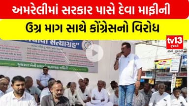 અમરેલીમાં સરકાર પાસે દેવા માફીની ઉગ્ર માગ સાથે કોંગ્રેસનો વિરોધ | tv13 gujarati