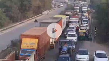 झांसी: बड़ागांव से झांसी के बीच राष्ट्रीय राजमार्ग पर वाहनों की लंबी कतार, जाम में फंसे लोग