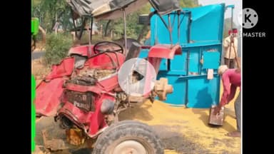 पानीपत: इसराना में ट्रक ने ट्रैक्टर-ट्रॉली को टक्कर मारी, डिवाइडर पार कर दूसरी साइड में घुसा, दोनों ड्राइवर घायल