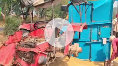 पानीपत: इसराना में ट्रक ने ट्रैक्टर-ट्रॉली को टक्कर मारी, डिवाइडर पार कर दूसरी साइड में घुसा, दोनों ड्राइवर घायल