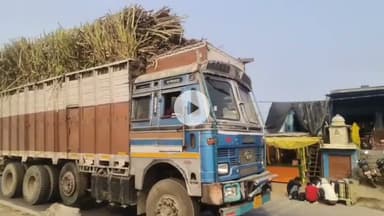 रुपापुर में गन्ना भरे ट्रक की टक्कर से उखड़कर गिरा पोल, टला बड़ा हादसा