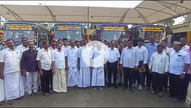 கும்பகோணம்: புதிய பேருந்துகள் இயக்கி வைக்கும் நிகழ்ச்சி... ஆடுதுறையில் அமைச்சர் கோவி.செழியன் தலைமையில் நடந்தது