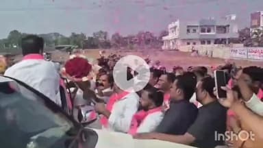 నంగునూరు: రాంపూర్, ఢిల్లీ పబ్లిక్ స్కూల్ వద్ద  కేటీఆర్ కు ఘనంగా స్వాగతం పలికిన బిఆర్ఎస్  నేతలు