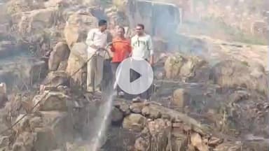 झांसी: झांसी किले की तलहटी में घनी झाड़ियों में लगी आग, फायर ब्रिगेड की दो गाड़ियों ने पाया आग पर काबू