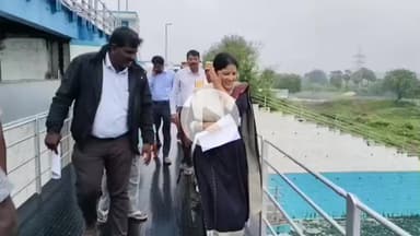 குன்றத்தூர்: செம்பரம்பாக்கம் ஏரியை மாவட்ட ஆட்சியர் கலைச்செல்வி அதிகாரிகளுடன் ஆய்வு மேற்கொண்டார்