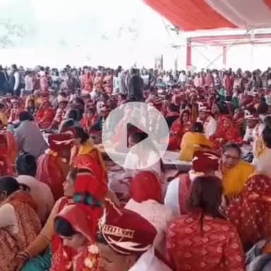 कानपुर: कानपुर के CSA स्टेडियम में सामूहिक विवाह का आयोजन, 600 से ज्यादा जोड़ों ने लिए सात फेरे, रसगुल्ले के लिए हुई मारामारी