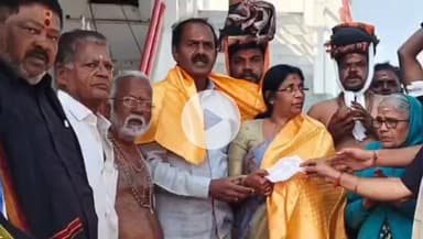 కథలాపూర్: కథలాపూర్ : కోరుట్ల అయ్యప్ప దేవాలయ ఆవరణలో శివాలయ నిర్మాణానికి 5 లక్షల విరాళం ప్రకటించిన విద్యాసంస్థల యజమాని