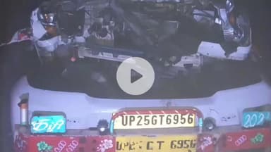 शाहबाद: घने कोहरे के कारण डेल पंडरवा बॉर्डर के पास आधा दर्जन वाहन आपस में टकराए