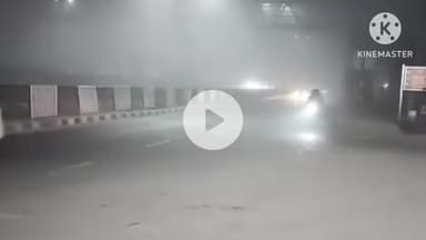 पानीपत: औद्योगिक नगरी पानीपत में जीरी रोड पर छाया रहा धुंध और कोहरा