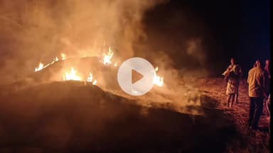 ପାରଳାଖେମୁଣ୍ଡି: ଅନୁକୁଣ୍ଡା ଗ୍ରାମ ର ଏକ ଧାନ ଗଦାରେ ଲାଗିଲା ନିଆଁ।