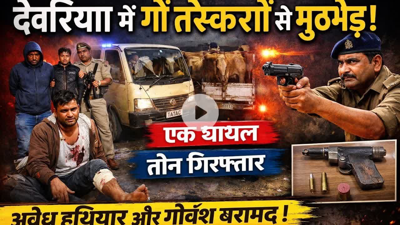 देवरिया में सुबह सुबह पुलिस और पशु तस्कर का आमना सामना,#deorianewstoday #deorianews #UPNews