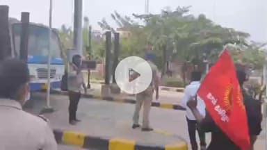 வானூர்: மொரட்டாண்டி சுங்கச்சாவடி அருகே அரசு பேருந்து தமிழ்நாடு என்ற பெயர் அச்சிடப்பட்ட ஸ்டிக்கர் ஒட்டிய நாம் தமிழர் கட்சியினர் 30 பேர் கைது