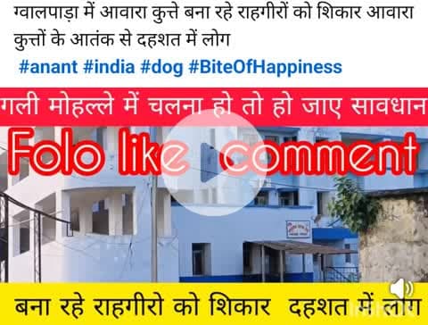 ग्वालपाड़ा में आवारा कुत्ते बना रहे राहगीरों को शिकार आवारा कुत्तों के आतंक से दहशत में लोग 
 #anant #india #dog #BiteOfH