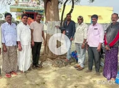 చెన్నారావుపేట: ధర్మరావుపేటలో రోడ్డుకు ఇరువైపున చెట్లు ఆక్రమణకు గురి కాకుండా వాటికి రంగులు వేసిన గ్రామపంచాయతీ సిబ్బంది