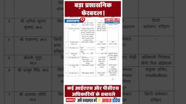 बड़ा प्रशासनिक फेरबदल! कई आईएएस और पीसीएस अधिकारियों के तबादले  #IASTransfers #PCSTransfers