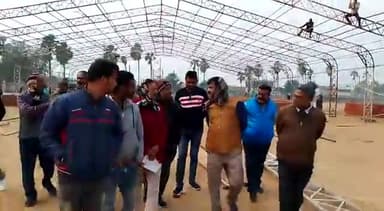 स्थानीय ढोंगा मैदान पर आगमी 17 फरवरी से शुरू होने वाले पंचकल्याणक एवं विश्व शांति ज्ञान यज्ञ की तैयारियों का लियाजायजा