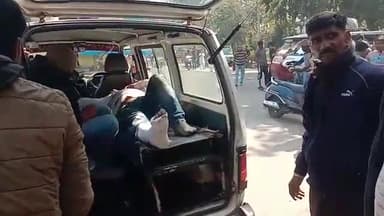 मुरादाबाद: जीरो पॉइंट पर तेज रफ्तार ट्रक की टक्कर से बाइक सवार हुआ घायल, पुलिस ने अस्पताल में कराया भर्ती