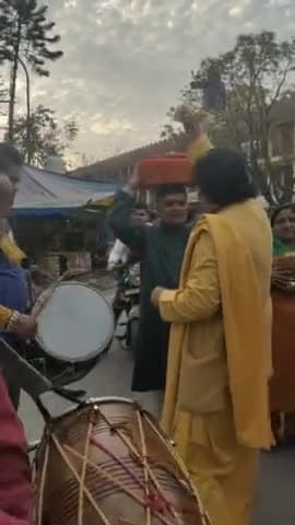 श्रीमद् भागवत कथा से पूर्व कलश यात्रा पंडित पवन कृष्ण शास्त्री