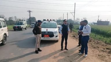 सहरसा जिला के डीएम आनंद शर्मा ने दौड़ा कर सोनवर्षा प्रखंड क्षेत्र के मैना गांव स्थित एन एच 107 का निरीक्षण किया