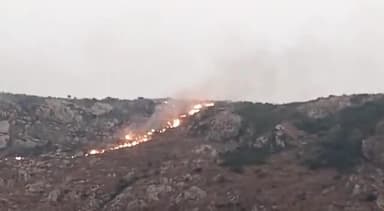 राजगीर: पर्यटन स्थल राजगीर के विपुलाचल गिरी पर्वत पर बदमाशों ने लगाई आग,हुआ अफरा तफरी का माहौल