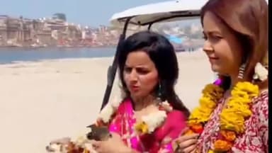टीवी सीरियल अभिनेत्री देवोलीना भट्टाचार्जी और भाविनी ने बाबा विश्वनाथ सहित अन्य मंदिरों का किया दर्शन पूजन
