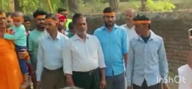 दारू: भट्विघा में शिव मंदिर के भूमि पूजन से पूर्व गाजे बाजे के साथ निकाली गई भव्य यात्रा