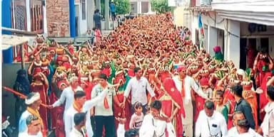 शाहपुरा: राणावास.1100  महिलाओं ने निकाली कलश यात्रा