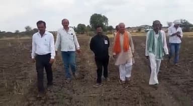 कुरवाई : ग्राम जरतोली में खड़ी फसल में लगी आग का मुआयना करने अनेकों खेतों में पहुंचे पूर्व विधानसभा कांग्रेस प्रत्याशी सुभाष बोहत एडवोकेट ।