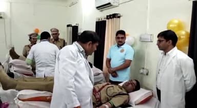 सवाई माधोपुर: पुलिस लाइन परेड मैदान में पुलिस दिवस के अवसर पर किया गया रक्तदान शिविर का आयोजन