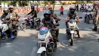 कांके: झारखंड बंद के दौरान विधि व्यवस्था बनाए रखने को लेकर पुलिस के द्वारा की जा रही है पेट्रोलिंग