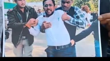 हुज़ूर: एनएसयूआई नेता रवि परमार की गिरफ्तारी के विरोध में प्रदेश कांग्रेस कार्यालय के बाहर NSUI के कार्यकर्ताओं ने किया विरोध