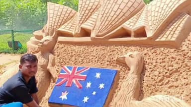 ଭେଡେନ: ଗୁଜୁରାଟ ର ଡିଉ ଠାରେ ଆନ୍ତର୍ଜାତୀୟ ଜି 20 ବାଳୁକା କଳା ପ୍ରଦର୍ଶନୀ ରେ ଭାଗନେଲେ ଭେଡେନ ର ବାଳୁକାଶିଳ୍ପୀ କାର୍ତ୍ତିକ ନାୟକ