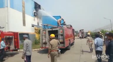 मुरादाबाद: दिल्ली रोड पर लगी लकड़ी की फैक्ट्री में भीषण आग, मौके पर पहुंची दमकल विभाग की टीम ने आग पर पाया काबू