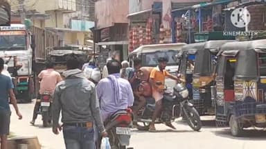 आंदर: असांव बाजार में ट्रक के फंसने से घंटों लगा रहा लंबा जाम